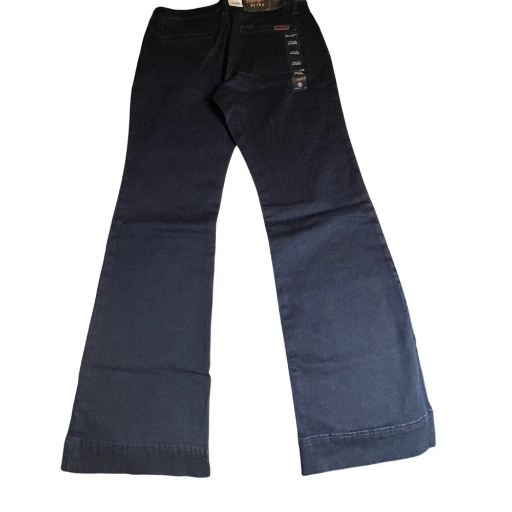 NWT Wrangler Retro Mae Mid Rise Flare Jeans Blue Stretch Denim‎ 9/10x30
